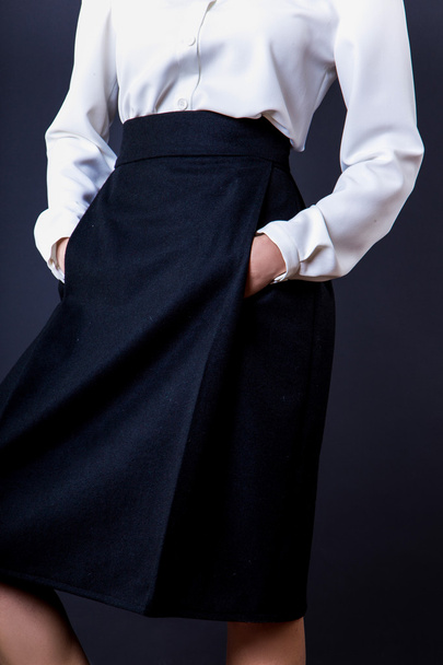 Beautiful young fashion business woman on black background. part - Fotografie, Obrázek
