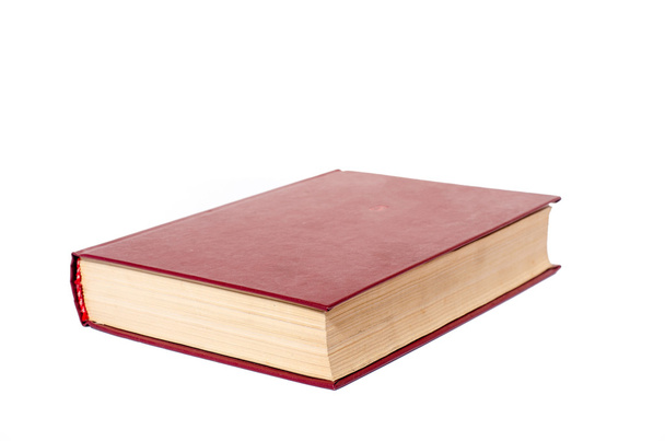 Üres piros keménytáblás könyv elszigetelt fehér background hely másolás - Fotó, kép