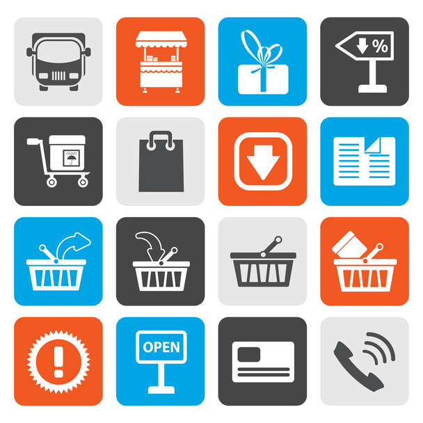 Düz Online alışveriş simgeleri - Vektör, Görsel