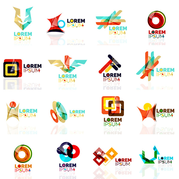 Set logo, icone geometriche astratte per il business, stile carta con elementi lucidi
 - Vettoriali, immagini