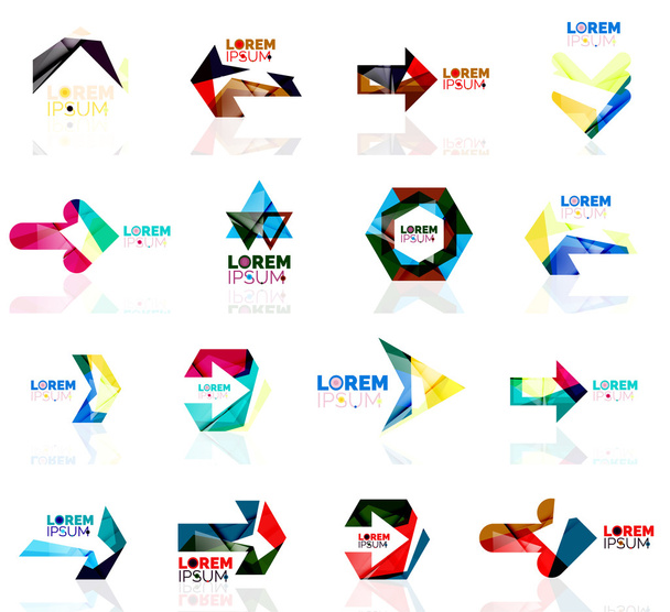 Logo asettaa, abstrakti geometrinen liiketoiminnan kuvakkeet, paperi tyyli kiiltävä elementtejä
 - Vektori, kuva