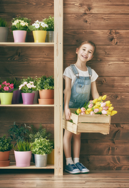 girl caring for her plants - Zdjęcie, obraz