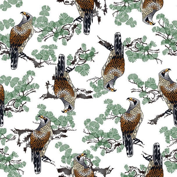 Japanese painting hawk pattern - Vecteur, image