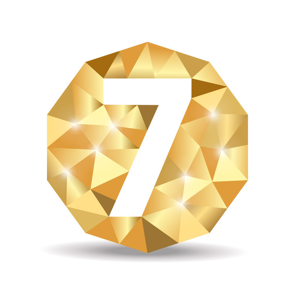 αριθμός επτά πολύγωνο κίτρινο χρυσό - Διάνυσμα, εικόνα