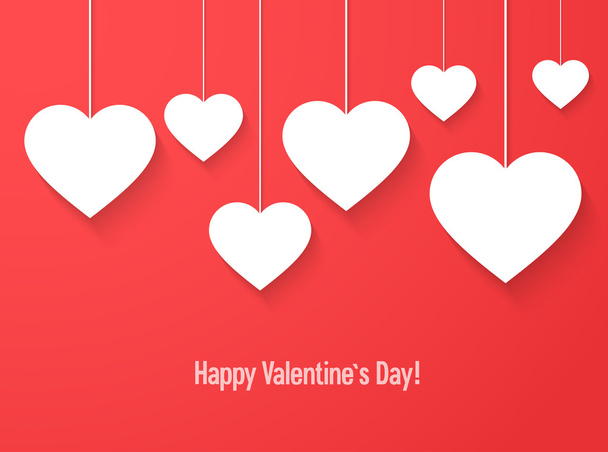 Valentines day card with hanging hearts. - Vecteur, image