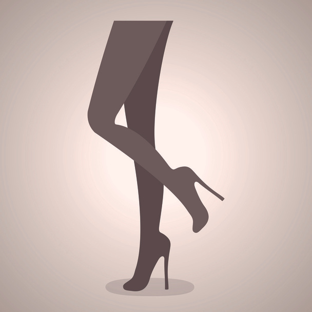 vector omtrek van vrouwelijke benen op hoge hakken op een grijze achtergrond - Vector, afbeelding