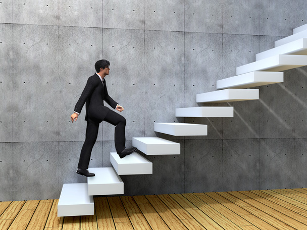 Homme d'affaires montant un escalier
 - Photo, image