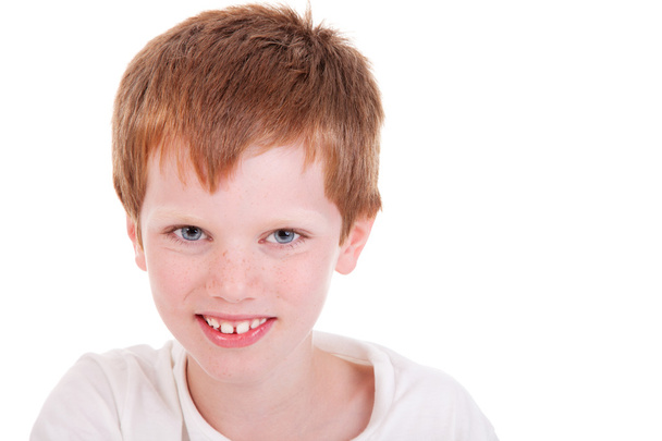 Cute Boy smiling, isolated on white, studio shot - Photo, Image
