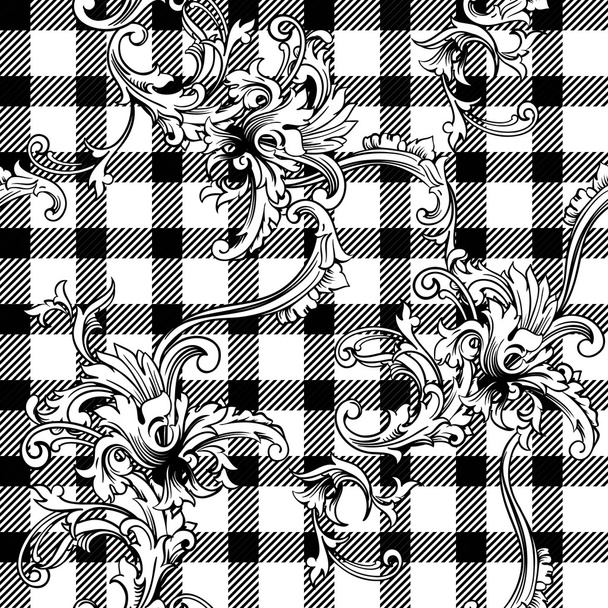 Eclectic fabric plaid seamless pattern - Vector, Image