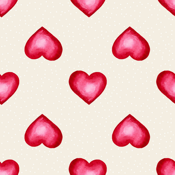 Ładny tła akwarela czerwone serca - Zdjęcie, obraz
