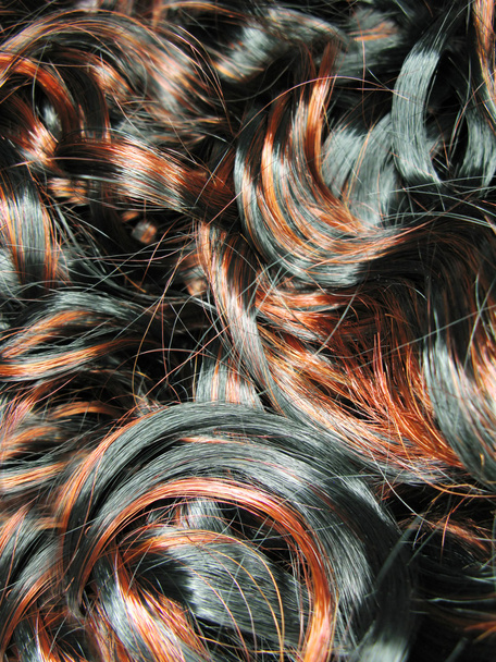 Zvýraznit tmavé kudrnaté vlasy textury pozadí - Fotografie, Obrázek