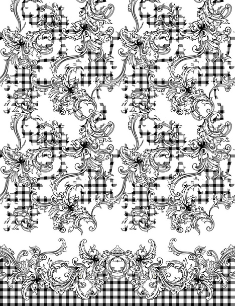 Baroque pattern. Hounds-tooth seamless background - Vecteur, image