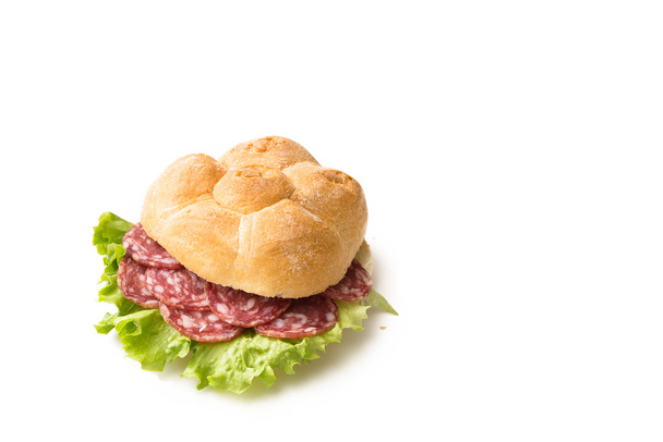 Sandwich with salami and lettuce - Photo, Image