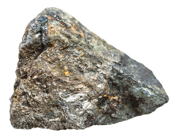 Arsenopyrite crystalline stone isolated on white - Fotoğraf, Görsel