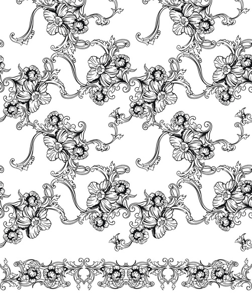 Baroque pattern Seamless background - Vector, Image