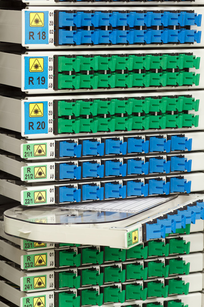 Fiber optic rack nagy sűrűségű, kék és zöld Sc csatlakozók - Fotó, kép