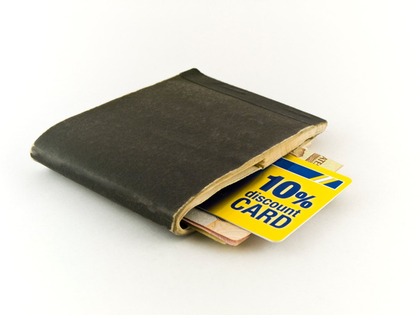 Vieux Chequebook et carte de crédit de réduction
 - Photo, image