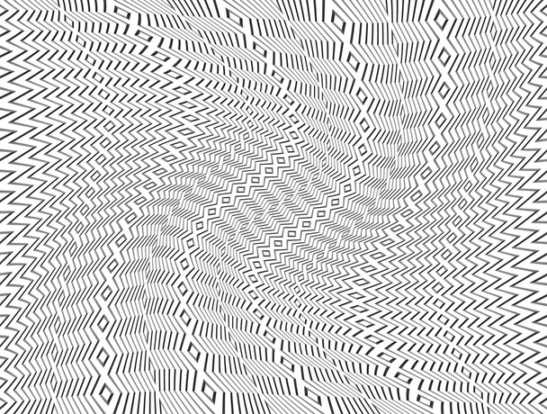 Fekete-fehér absztrakt mintával kavargó torzítás hatás - Vektor, kép
