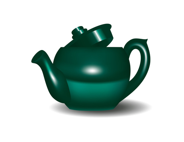 Green Tea Pot - Διάνυσμα, εικόνα