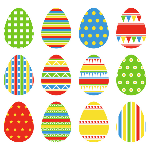 Conjunto de doce huevos de Pascua aislados en blanco
 - Vector, Imagen