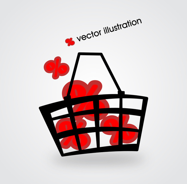Market basket filled with red percents. - Vector, Imagen