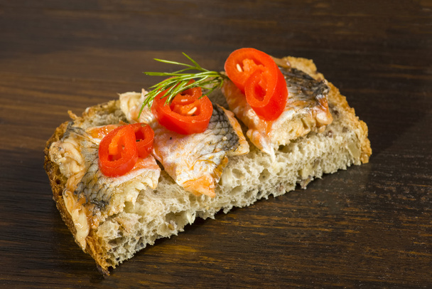 sandwiches with herring, red pepper and dill - 写真・画像