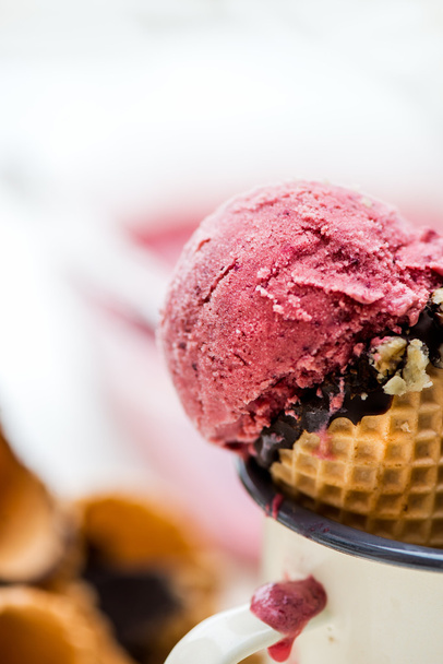 Kotitekoinen tuore terveellinen jäätelö marjoista
  - Valokuva, kuva