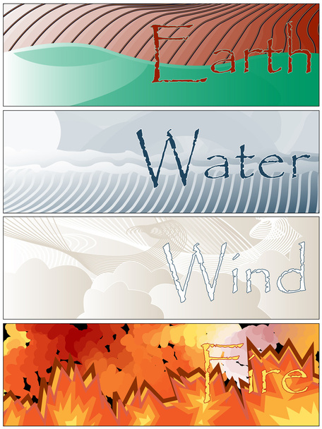 Чотири елементи пожежної Земля вітер води банери - Фото, зображення