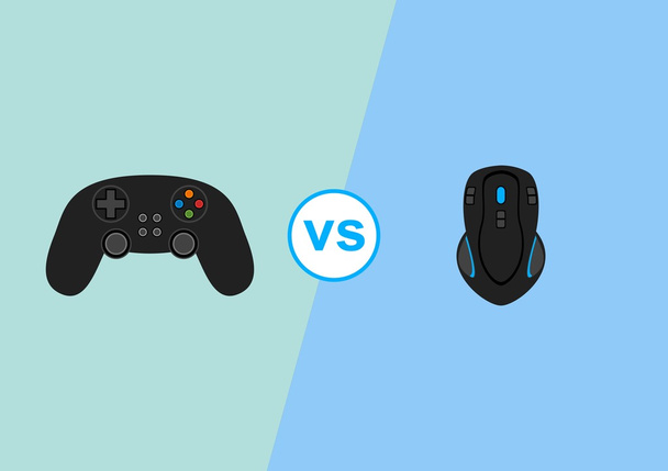 Сравнение Joystick vs mouse, векторная иллюстрация
 - Вектор,изображение