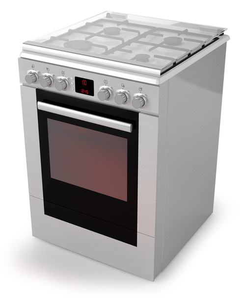 κουζίνα αερίου με φούρνο απομονωθεί σε λευκό φόντο - Φωτογραφία, εικόνα