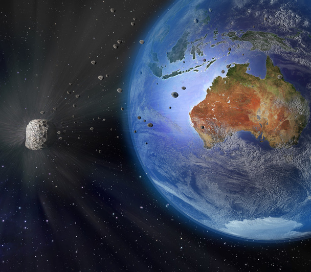 L'astéroïde volant par la terre
 - Photo, image