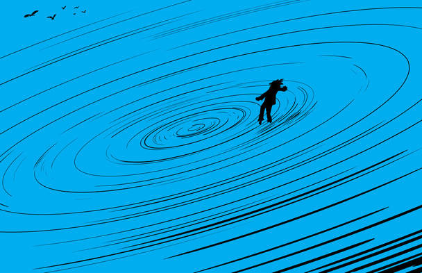 Людина плаває у блакитному вихрі
 - Вектор, зображення
