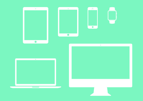 mobiel, tablet, notebook, computer lijn pictogramserie  - Vector, afbeelding