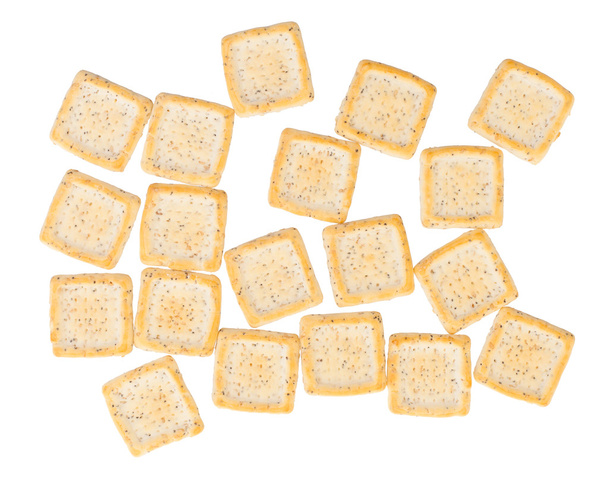 Prosty kwadrat krakersy na białym tle - Zdjęcie, obraz