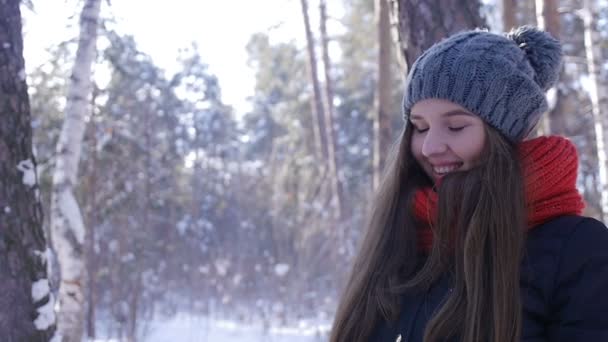 Een liefdevolle gelukkig jong meisje glimlachend - Video
