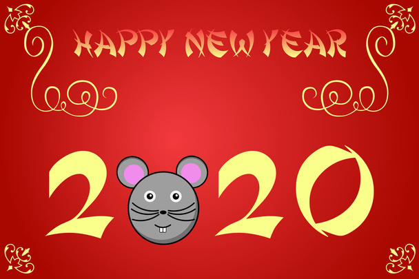 glückliche chinesische Neujahrskarte Illustration für 2020 - Foto, Bild
