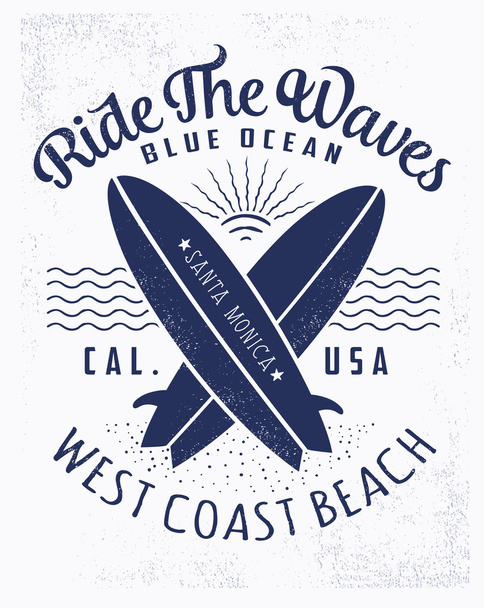 Surf typography, t-shirt graphics - Vector, Image