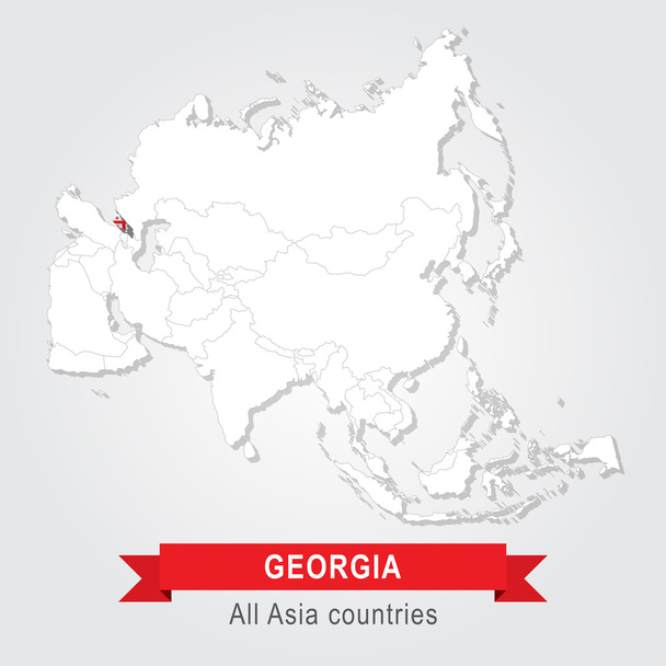 Gruzie. Všechny země Asie. Příznak verze. - Vektor, obrázek