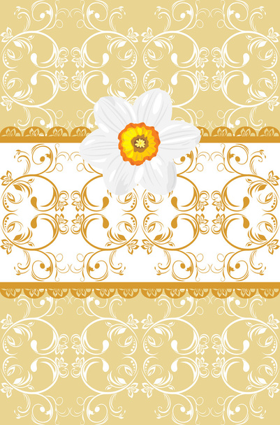 Ornamental background with daffodil - Vector, Image