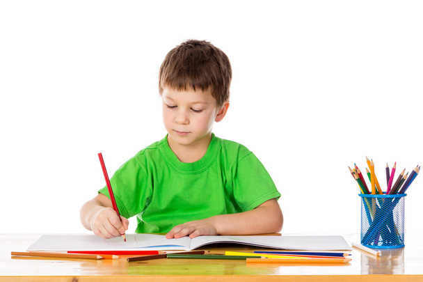Little boy draw with pencils - Fotó, kép