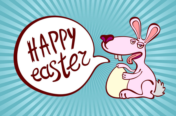 Щаслива ілюстрація великодніх листівок з великодній шоколадний кролик, великодній кролик і шрифт типу
 - Вектор, зображення