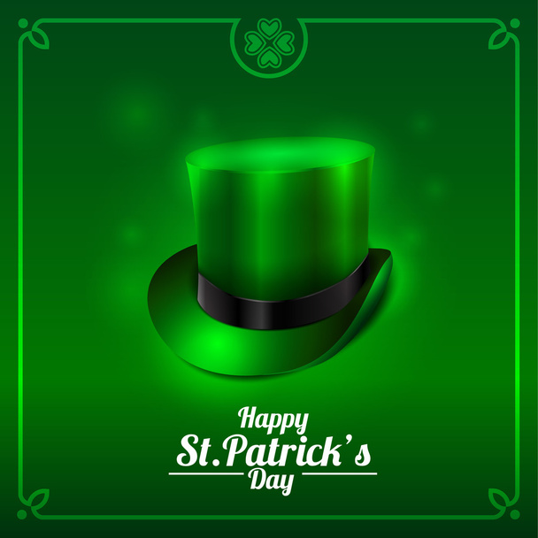 Ημέρα του St. Patrick ευχετήρια κάρτα με καλλικάτζαρος καπέλο σε πράσινο φόντο. - Φωτογραφία, εικόνα