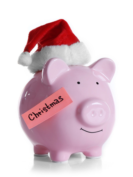 Piggy bank with Santa hat  - Photo, image