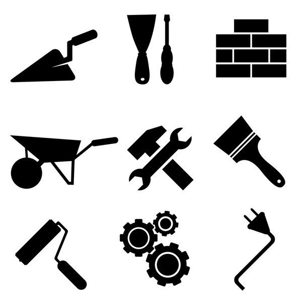 Set of construction icons isolated on white background, vector - Vector, Image