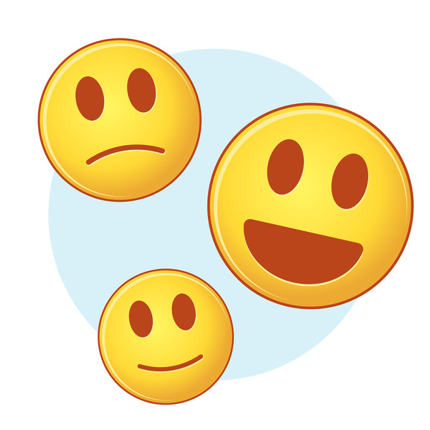 Set of emoji on blue - Διάνυσμα, εικόνα