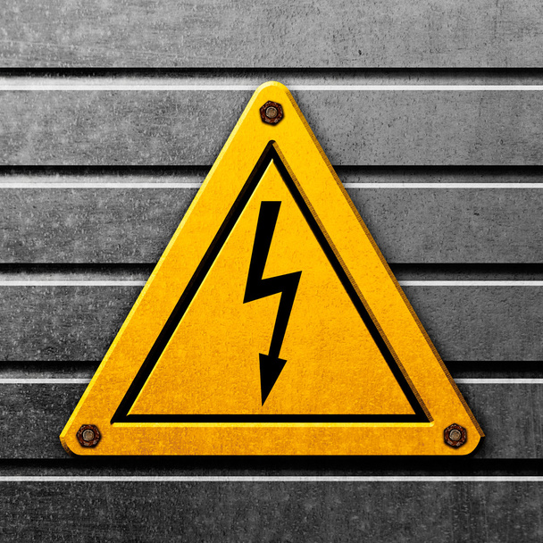 Yellow sign  high voltage - Photo, Image