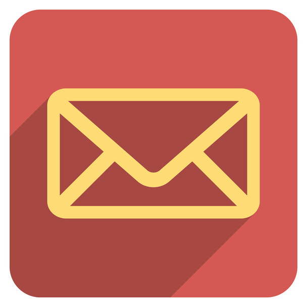 Envelope Flat Rounded Square Icon with Long Shadow - Wektor, obraz