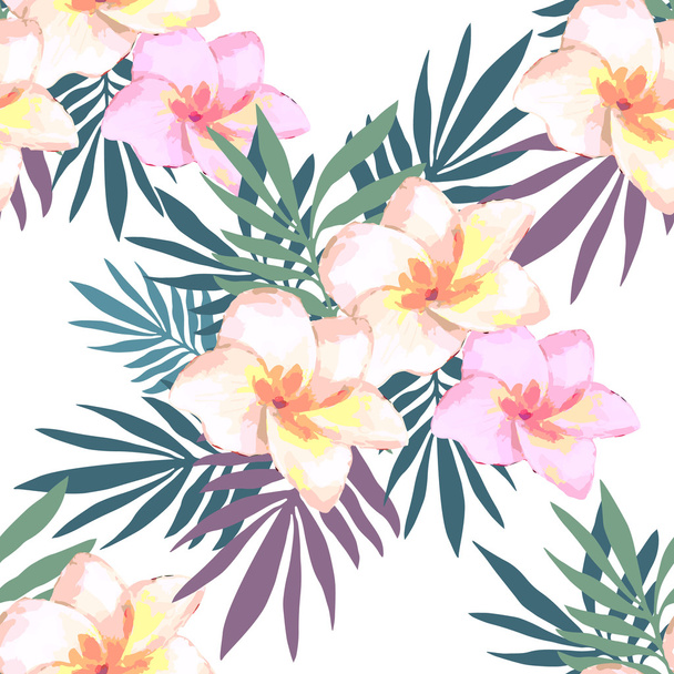 Watercolor seamless pattern of exotic flowers. - Διάνυσμα, εικόνα
