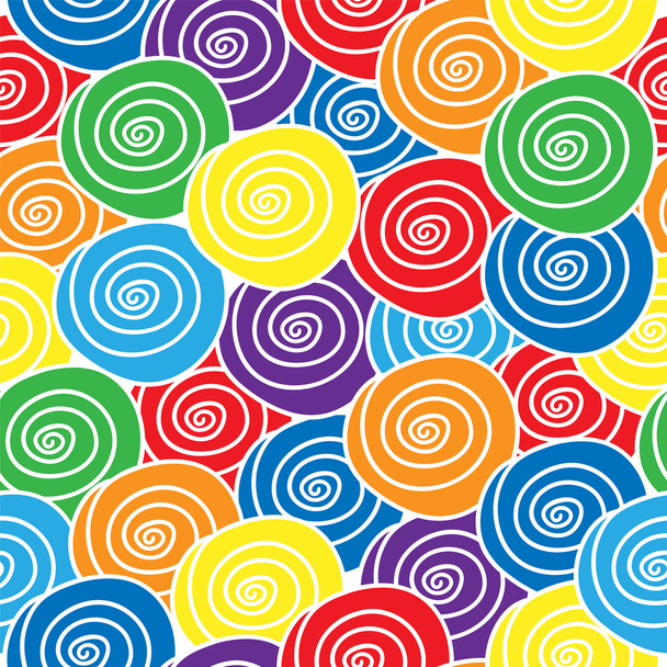 Seamless pattern with rainbow spirals - Διάνυσμα, εικόνα