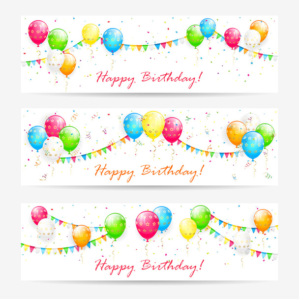 Κάρτες γενεθλίων με μπαλόνια - Διάνυσμα, εικόνα